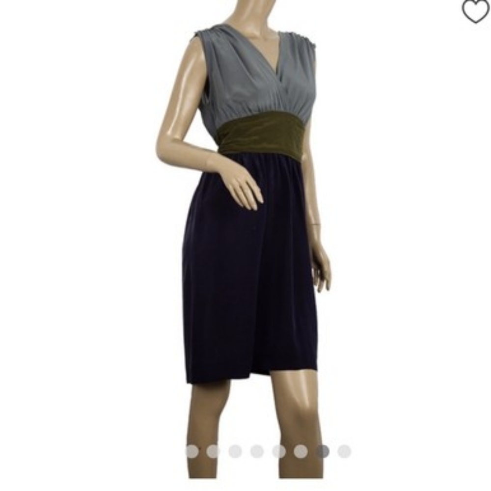 Philosophy di Alberta Ferretti Grey, Olive and Navy Colorblock Dress
